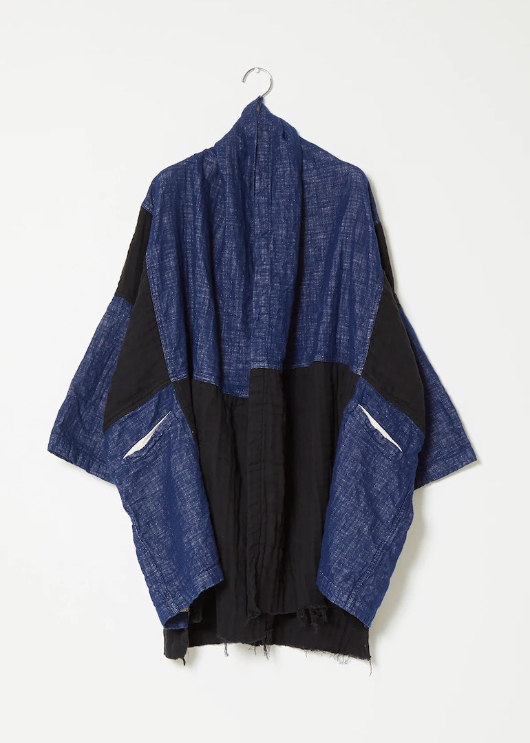 Atelier Delphine - Haori Coat 5 Layer Gauze in Dark Indigo and Black