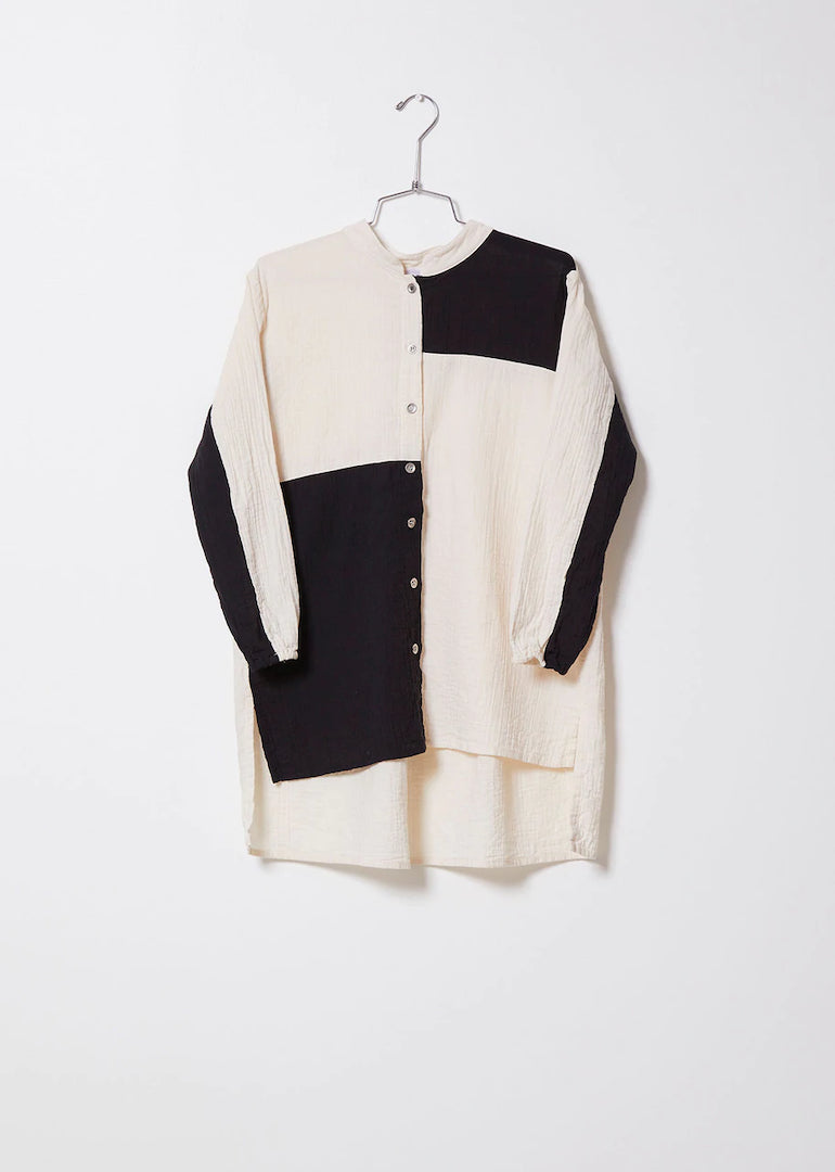 Atelier Delphine - Sabine Shirt in Kinari / Black Crinkled Cotton