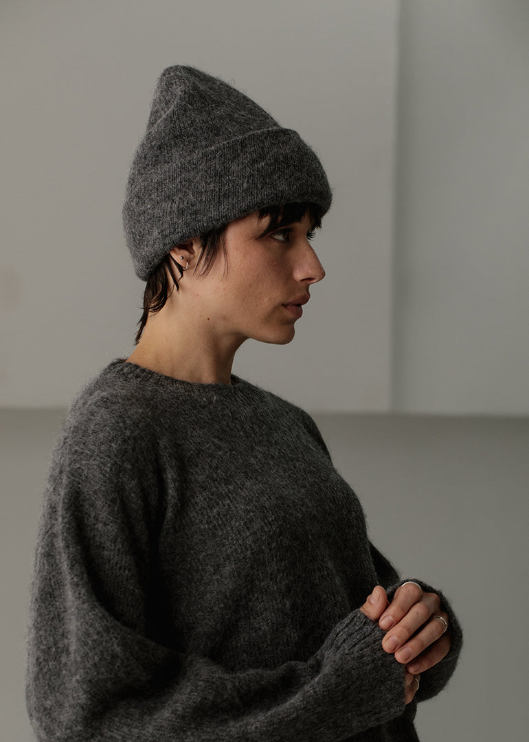Bare Knitwear Alpaca Andes Beanie in Ash