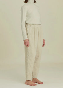 Black Crane - Quilted Easy Pants in Ivory