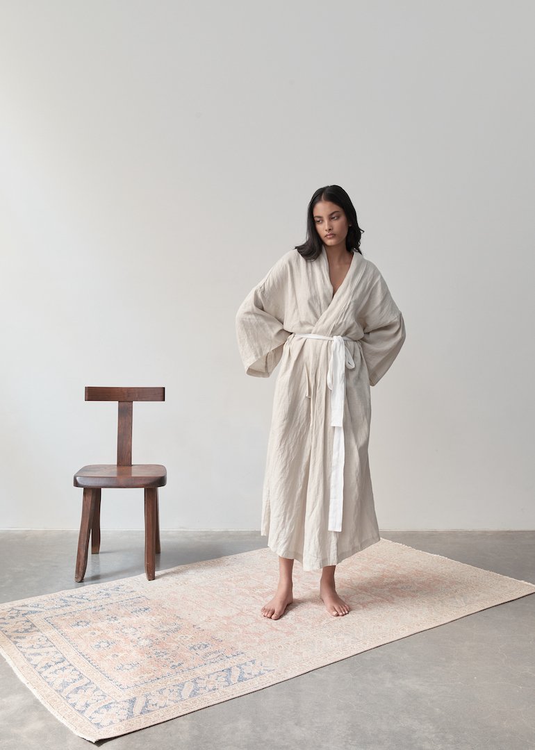 Deiji Studios - The 02 Full Length Robe in Oatmeal