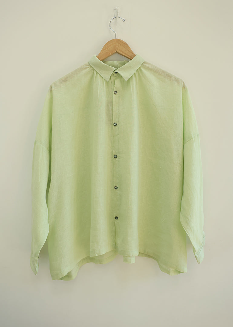 Ichi Antiquites - Color Linen Shirt in Light Green