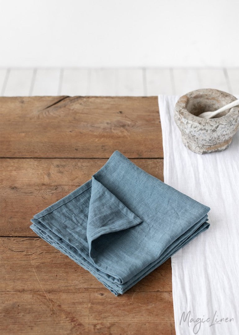Magic Linen - Napkin Set in Cinnamon or Grey Blue