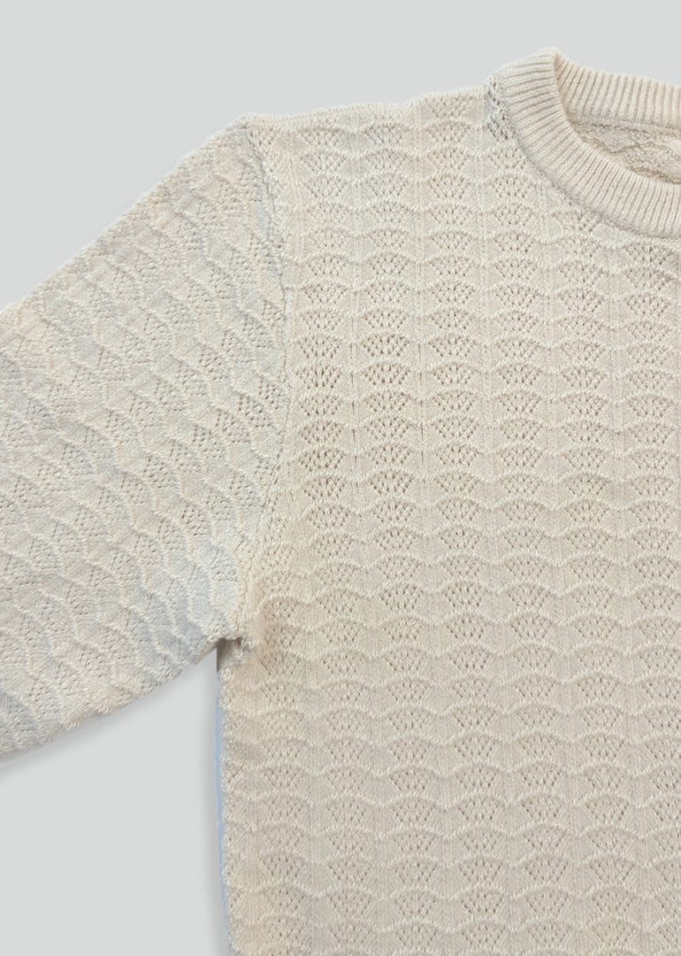 Micaela Greg - Lace Knit Top in Cream