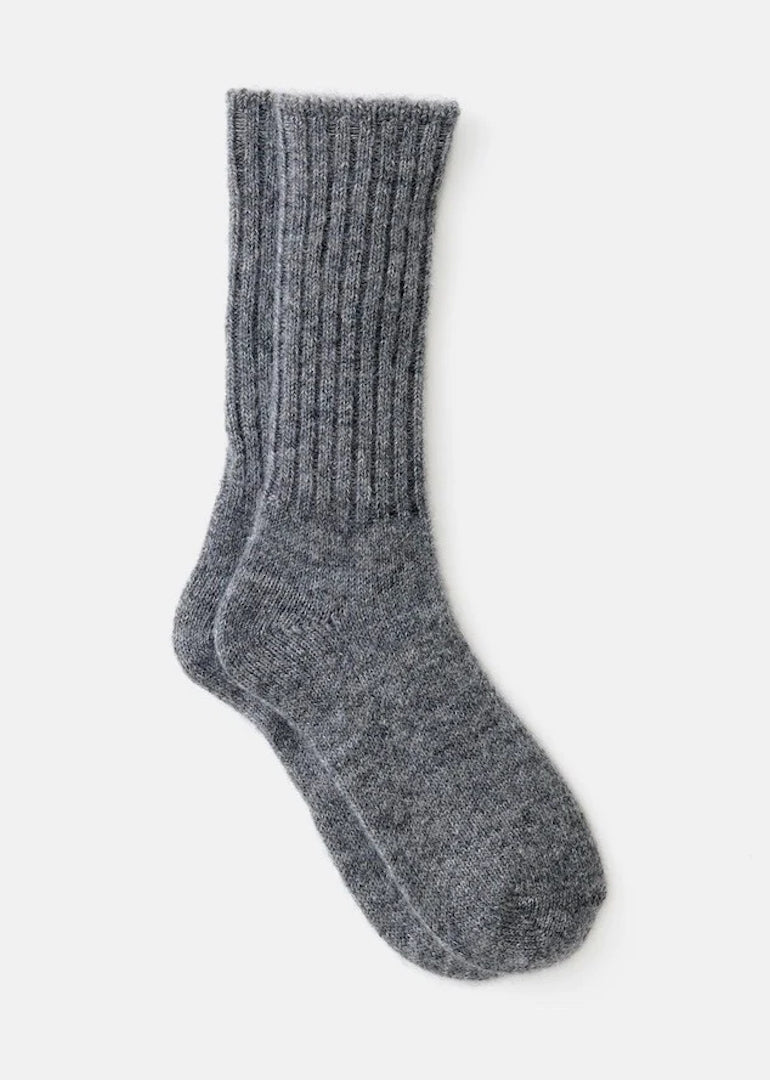 Mohair Socks in Grey Fog Linen