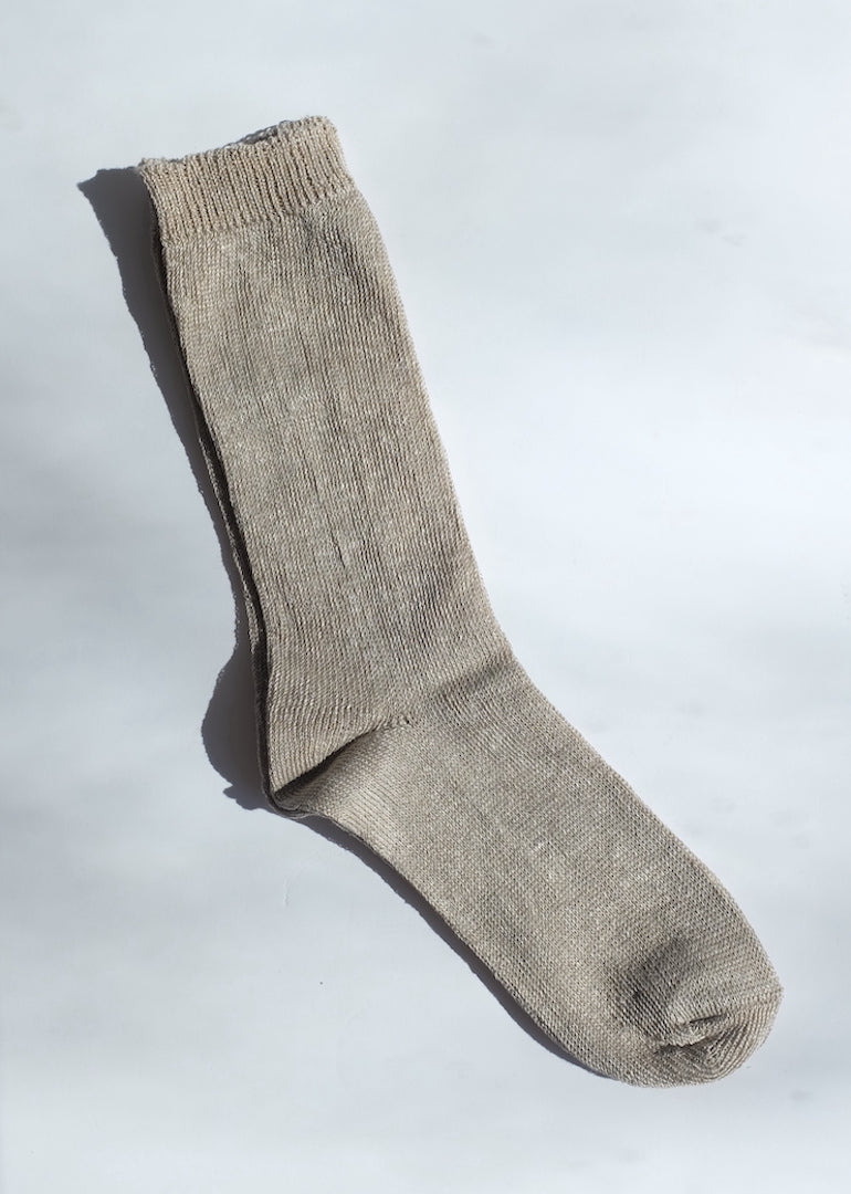 Ribbed Linen Socks in Natural Linen